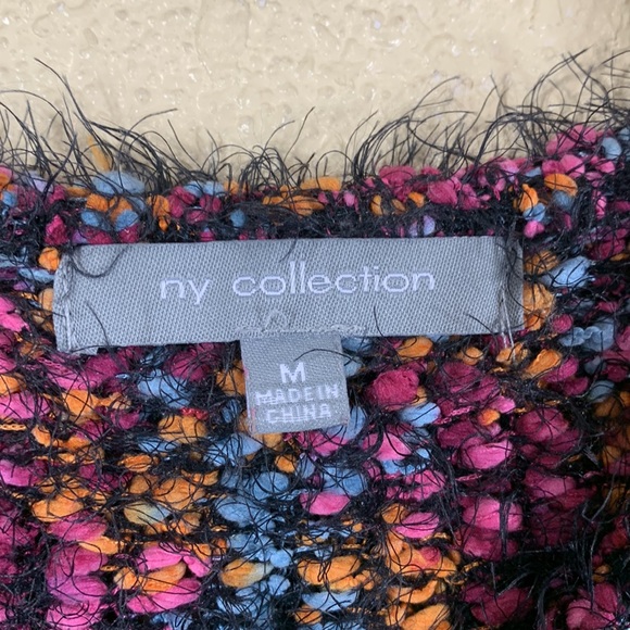 Ny Collection Sweater Fuzzy Soft Multi-Color Black Pink Pullover Long Sleeve - Picture 2 of 11